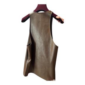 Saint Laurent Brown Leather Plunge Neck Vest 3
