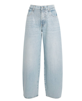 7 For All Mankind Navy Crystal Bonnie Wide-Leg Barrel Jeans 4