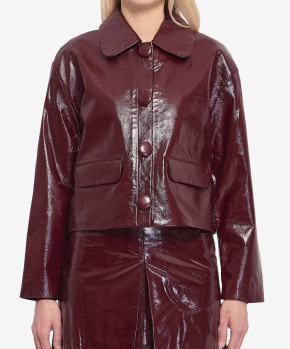 Self-Portrait Cropped Leather Jacket 4