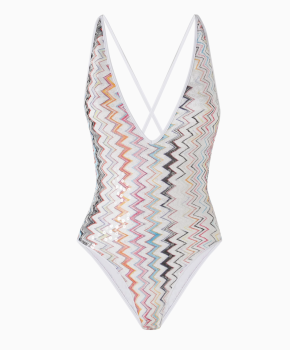 Missoni Multi Zigzag Plunge-Neck Swimsuit 2