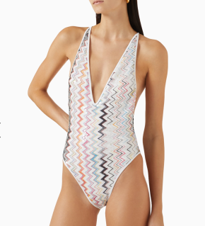 Missoni Multi Zigzag Plunge-Neck Swimsuit 5