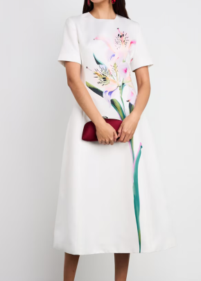 LEO LIN Satin Floral Caroline Midi Dress 5