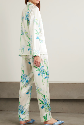 Olivia von Halle White Silk Floral Lila Asterias Pyjama Set 3
