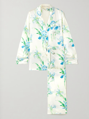 Olivia von Halle White Silk Floral Lila Asterias Pyjama Set 2