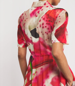 Tory Burch Silk-Cotton Lily Print Midi Dress 5