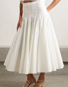 Jacquemus White Cotton Triana Midi Skirt 4