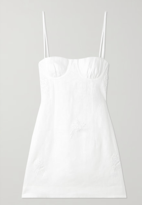 Sir the Label Alessandra Gathered Embroidered Linen Mini Dress 3