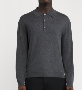 FRAME Wool-Cashmere Long-Sleeve Polo Shirt 4