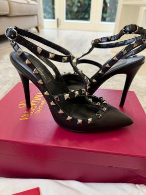 Valentino Black/Silver Rockstud Sandals 4