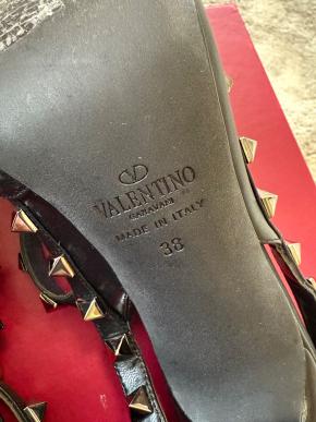 Valentino Black/Silver Rockstud Sandals 6