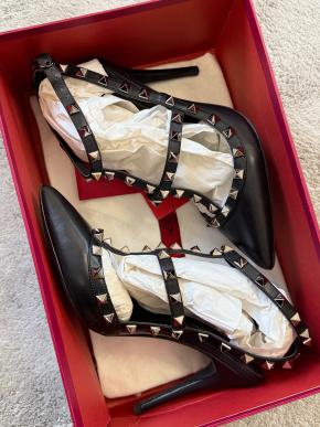 Valentino Black/Silver Rockstud Sandals 3