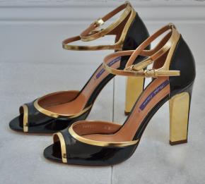 Ralph Lauren Collection  Navy Patent Heeled Ankle Strap Shoes 2