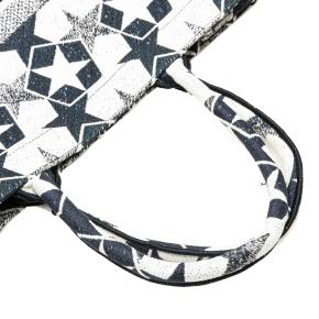 Dior Navy And White Large Canvas Embroidered Lucky Star Book Tote 11