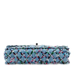 Chanel Blue Medium Denim Rainbow Woven Stitch Quilted Robot Charm Single Flap 4