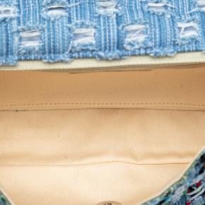 Chanel Blue Medium Denim Rainbow Woven Stitch Quilted Robot Charm Single Flap 5