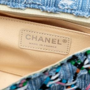 Chanel Blue Medium Denim Rainbow Woven Stitch Quilted Robot Charm Single Flap 6