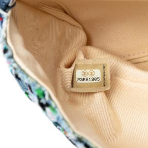 Chanel Blue Medium Denim Rainbow Woven Stitch Quilted Robot Charm Single Flap 7