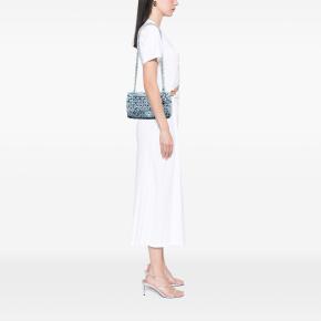 Chanel Blue Medium Denim Rainbow Woven Stitch Quilted Robot Charm Single Flap 2