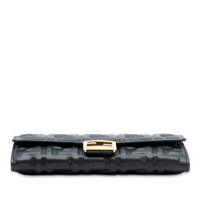 Fendi Black Zucca Embossed Nappa Baguette Continental Wallet With Chain 3