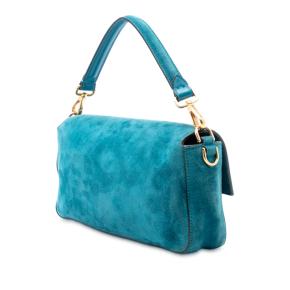 Fendi Blue Medium Suede Baguette Satchel 2