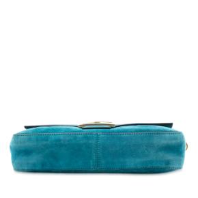 Fendi Blue Medium Suede Baguette Satchel 3