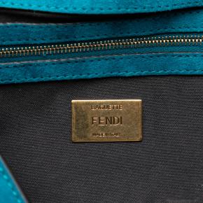Fendi Blue Medium Suede Baguette Satchel 5