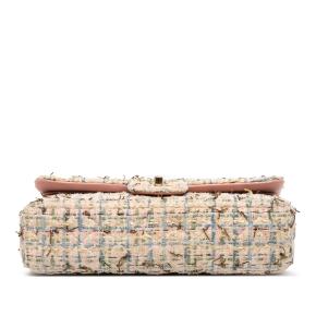 Chanel Pink Medium Classic Boucle Tweed Double Flap 3