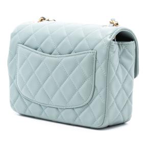 Chanel Blue Mini Square Classic Lambskin Casino Royale Charms Single Flap 2