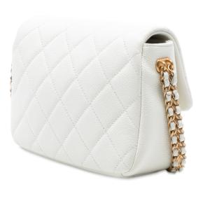 Chanel Whhite Mini Quilted Caviar Chain Soul Flap 2