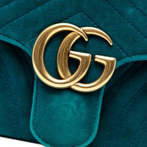 Gucci Blue Medium GG Marmont Matelasse Velvet Shoulder Bag 6
