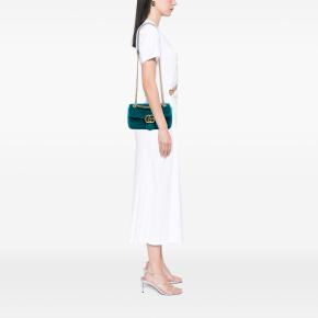 Gucci Blue Medium GG Marmont Matelasse Velvet Shoulder Bag 7