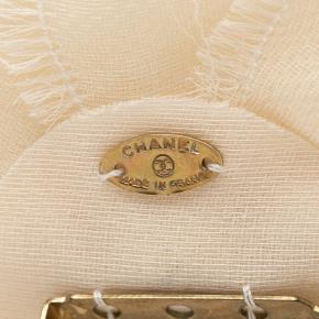 Chanel Cream CC Linen Camellia Brooch 3