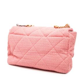 Chanel Pink Maxi Tweed 19 Flap 3