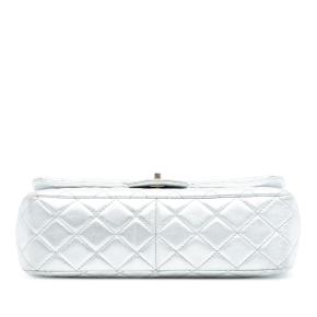 Chanel Silver Jumbo Classic Metallic Lambskin Single Flap 4