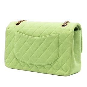 Chanel Green Medium Classic Jersey Bijoux Chain Double Flap 2