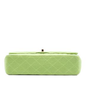 Chanel Green Medium Classic Jersey Bijoux Chain Double Flap 3