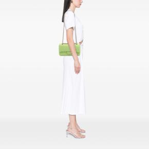 Chanel Green Medium Classic Jersey Bijoux Chain Double Flap 7