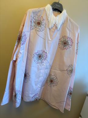 Prada Gerbera Print Fringe Collar Cotton Shirt 2