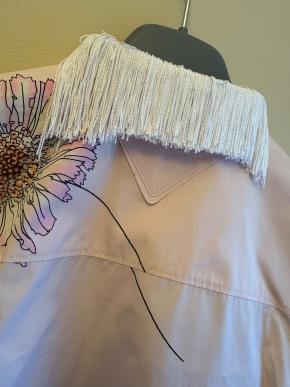 Prada Gerbera Print Fringe Collar Cotton Shirt 8