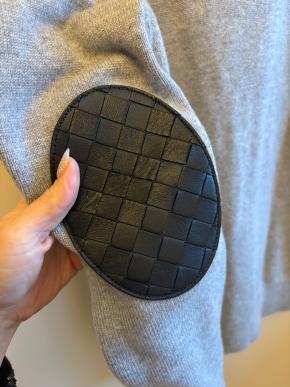 Bottega Veneta Grey Cashmere Cardiagn with Leather Elbow Patches 7