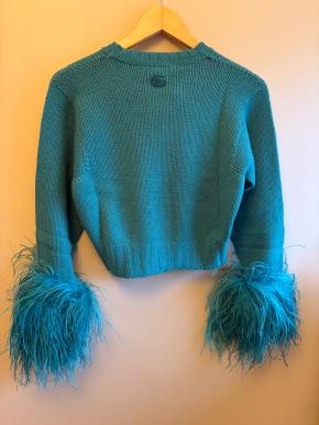 Gucci Green Feather Cuff Sweater 3