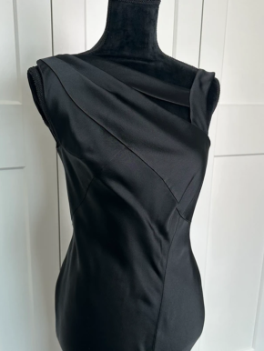 Dior Vintage Black Silk Cocktail Dress 8