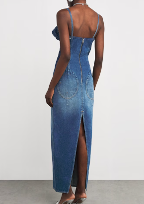 Jean Paul Gaultier Denim Iconic Cups Maxi Dress 6