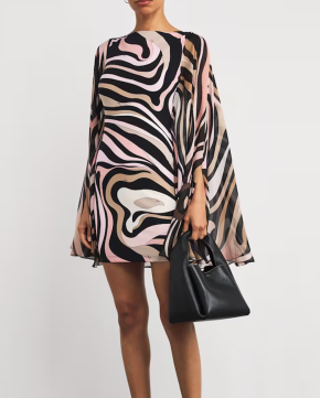 Pucci Silk Marmo Print Kaftan Mini Dress 2