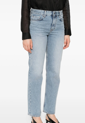 Toteme Blue Organic Denim Straight Low-Rise Jeans 3