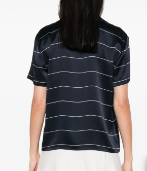 Vince Navy Silk Stripe Polo Shirt 3