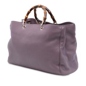 Prada  Lilac Large Calfskin Bamboo Shopper Satchel 2