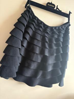 Valentino Black Ruffle Knit Skirt 9