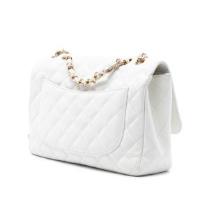 Chanel White Jumbo Classic Caviar Single Flap 2