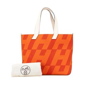 Hermes Orange Toile H and Swift Cabas H en Biais 40 8